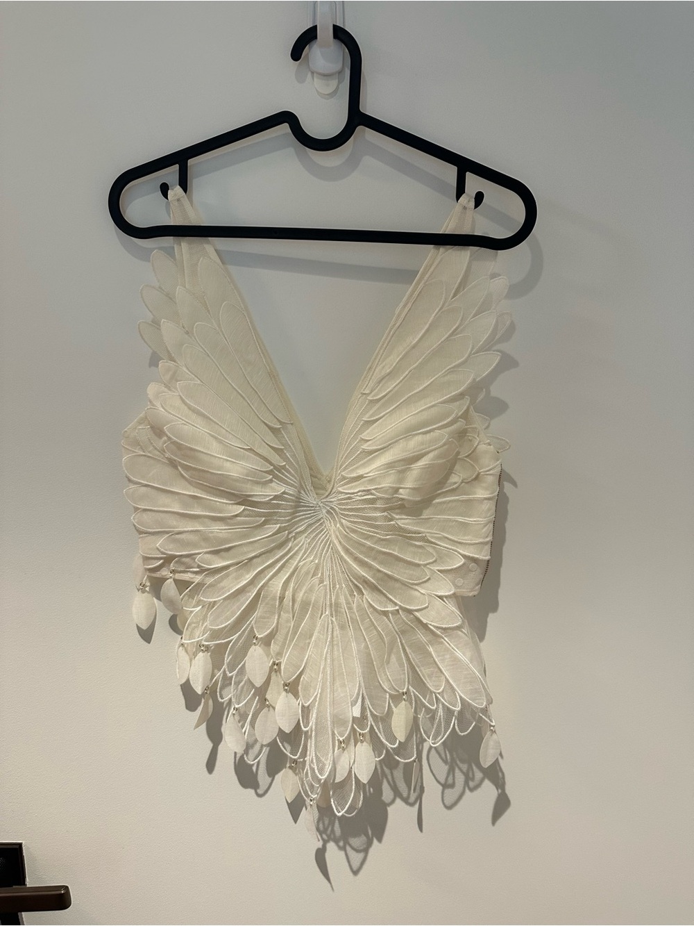 Zimmermann White Feather-Embellished V-Neck Camisole - Picture 5 of 5